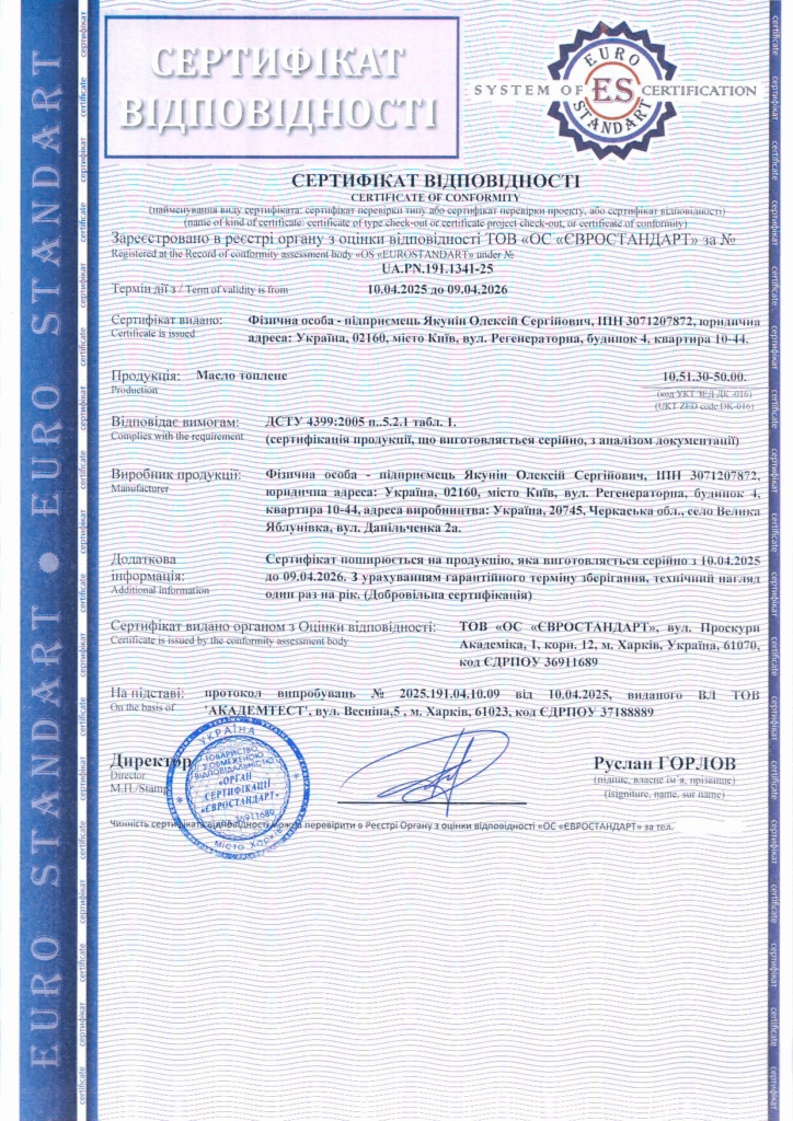 Сертифікація масла топленого: як ми забезпечили відповідність ДСТУ за 3 дні