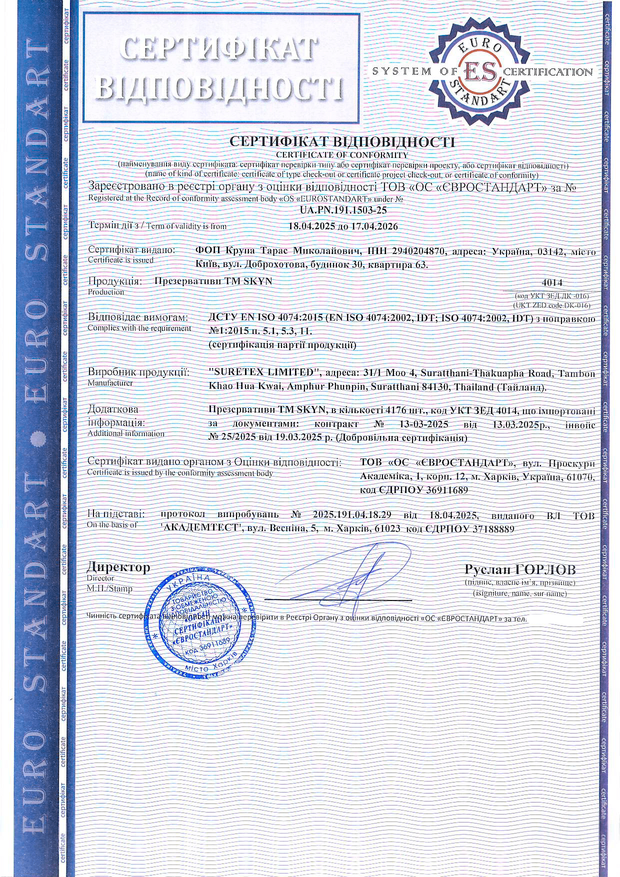 Сертифікація презервативів TM SKYN: приклад проведення оцінки відповідності