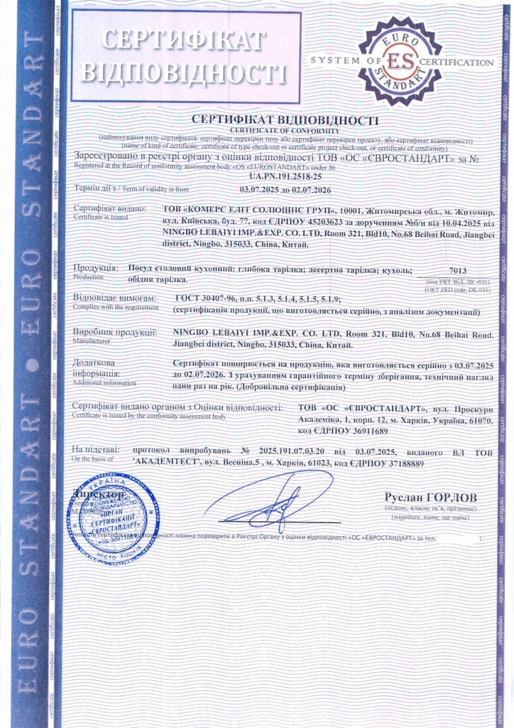 Сертифікація столового кухонного посуду зі скла: кейс реалізації за 3 дні