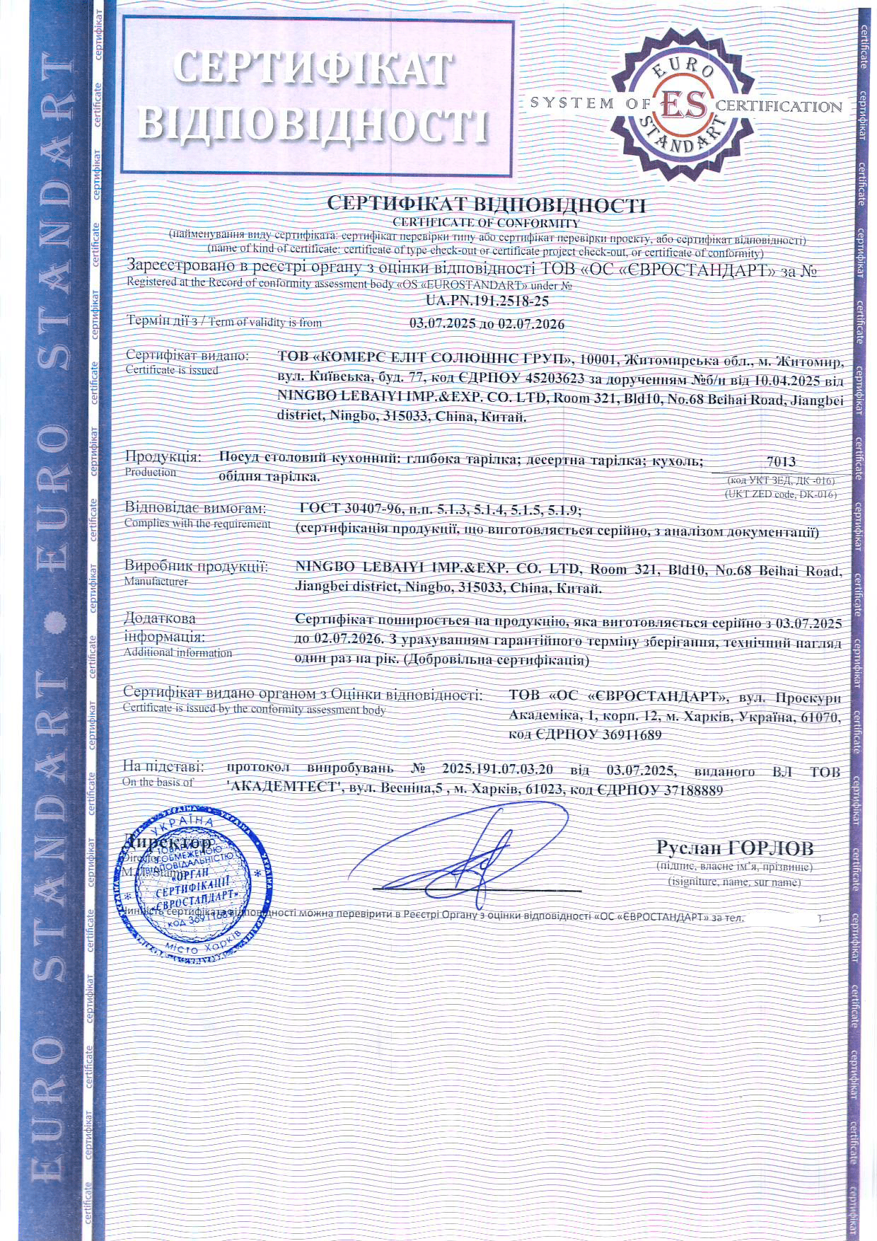 Сертифікація столового кухонного посуду зі скла: кейс реалізації за 3 дні