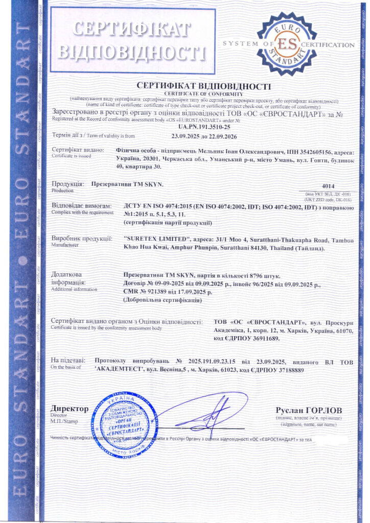 Сертифікація презервативів TM SKYN: як проходить оцінка відповідності медичних виробів