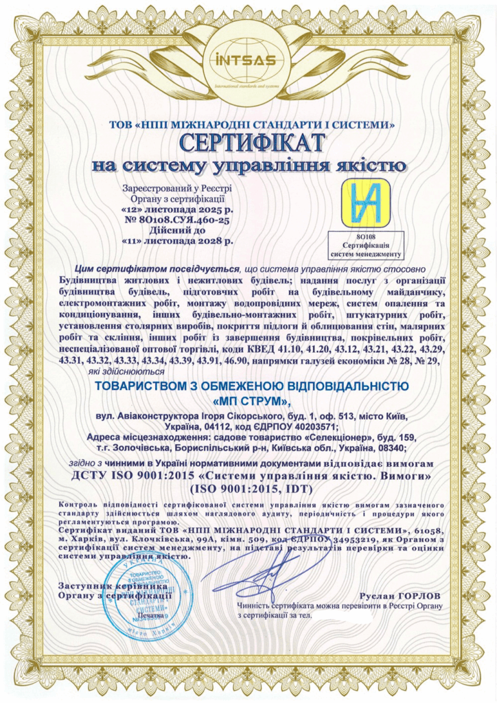 Сертифікація інтегрованої системи управління для ТОВ «МП Струм»