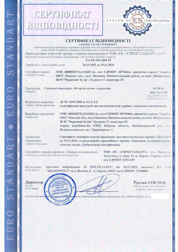 Сертифікація саджанців винограду: підтвердження якості та надійності